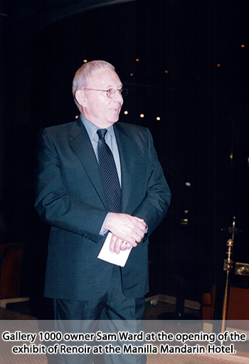 Gallery 1000 owner Sam Ward at the opening of the exhibit of Renoir at the Manilla Mandarin Hotel.